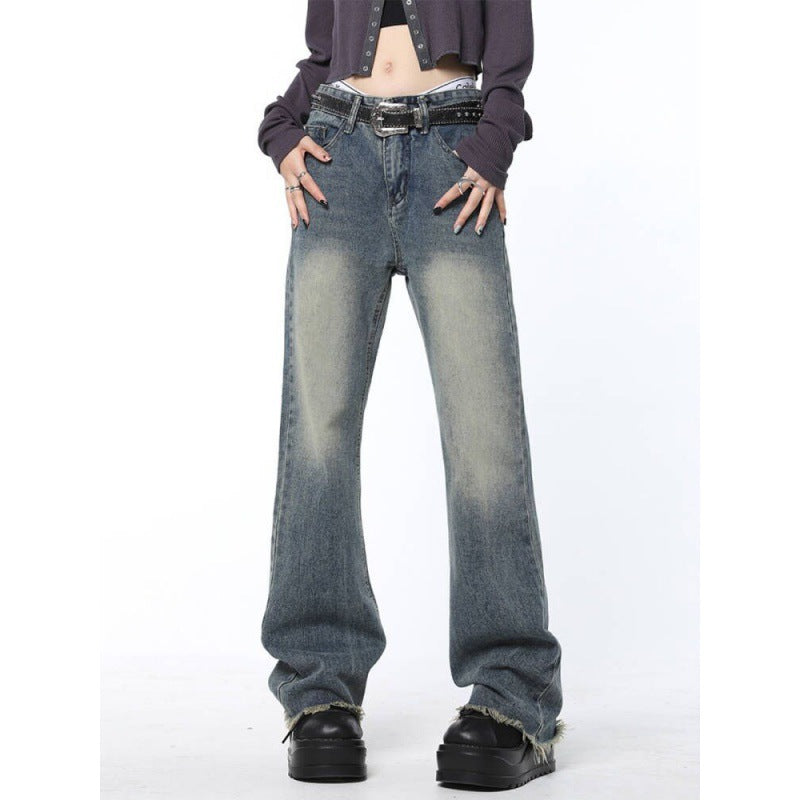 Women's Rough Edged Micro Flare Jeans