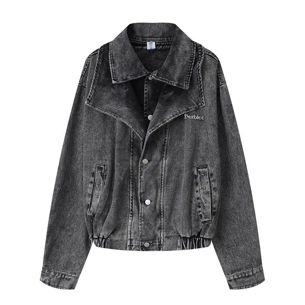 Guochao High Street Fake Two-piece Denim Jacket