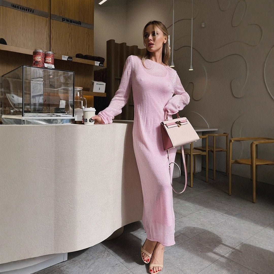 See-through Slim-fit Dress Vest Two-piece Set