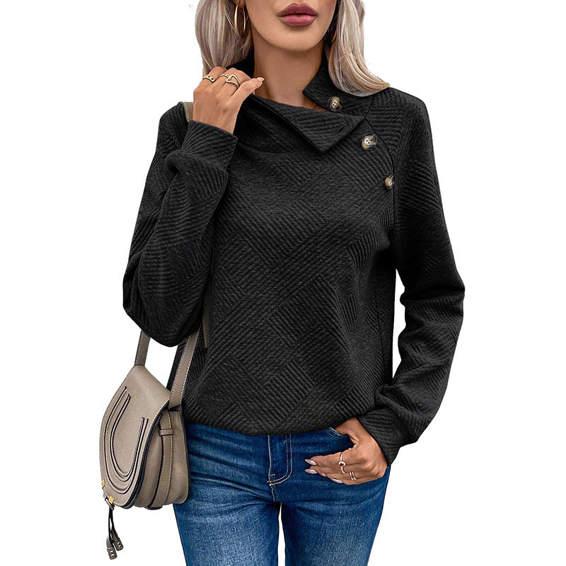 Ensfarvet pullover med lange ærmer