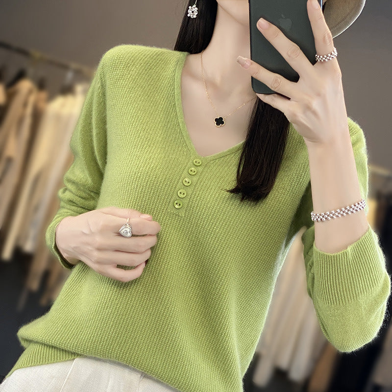 Women's Long-sleeved Sweater Top With Tie Buckle