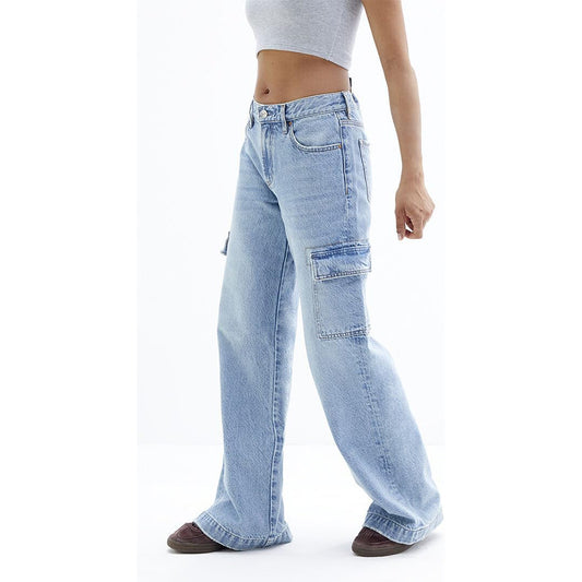 Kvinders afslappede løstsiddende denimjeans med stor klaplomme