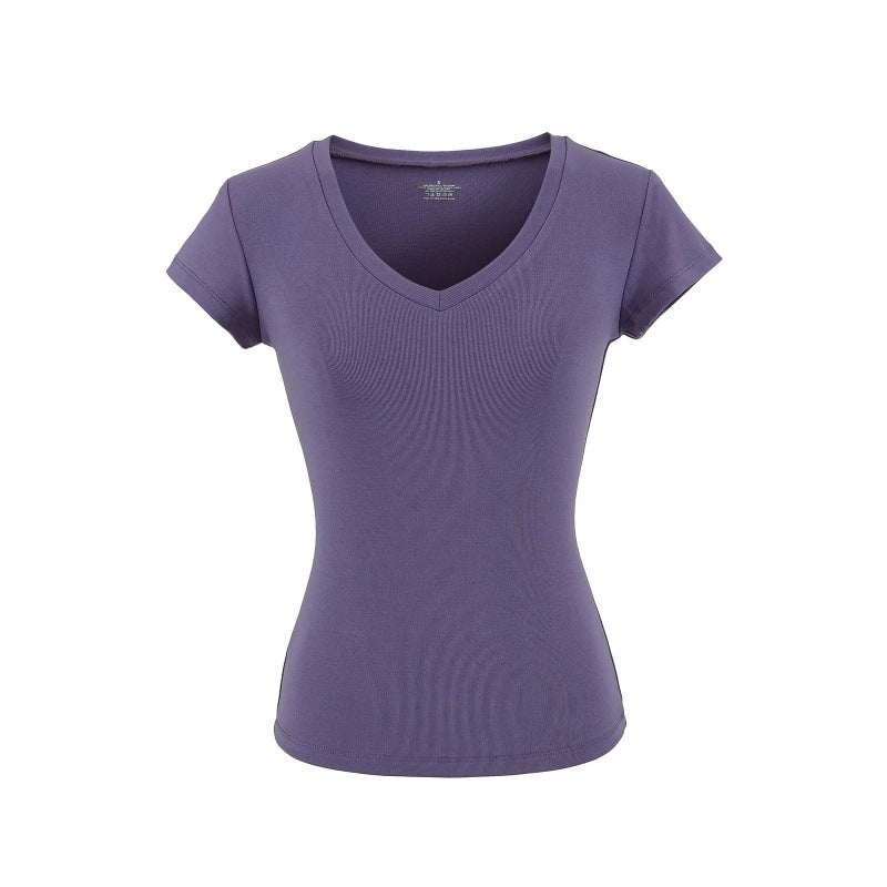 Silk Short-sleeved T-shirt Women's Short Waist-controlled Top