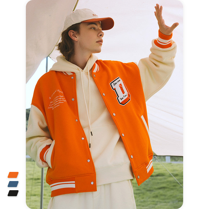 Men's And Women's Retro Letter Embroidered Baseball Jacket