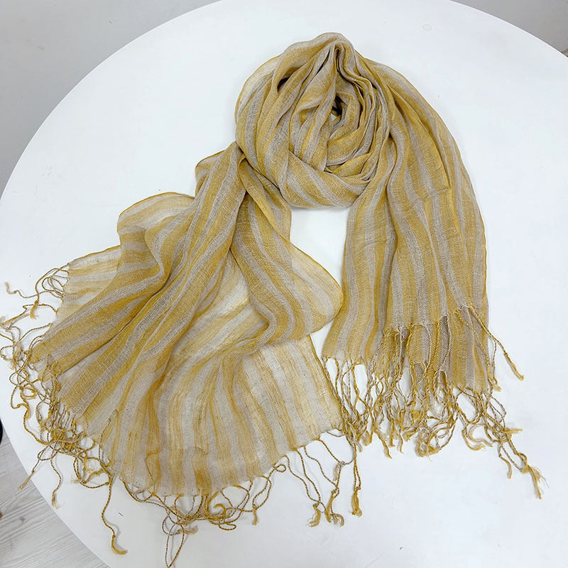 Cotton And Linen Scarf Women's Artistic Shawl Long Four Seasons Warm