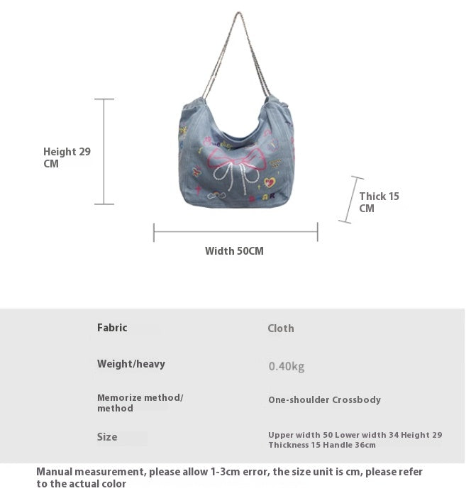 Women's Niche Graffiti Denim Canvas Casual Large Capacity Single Shoulder Bag