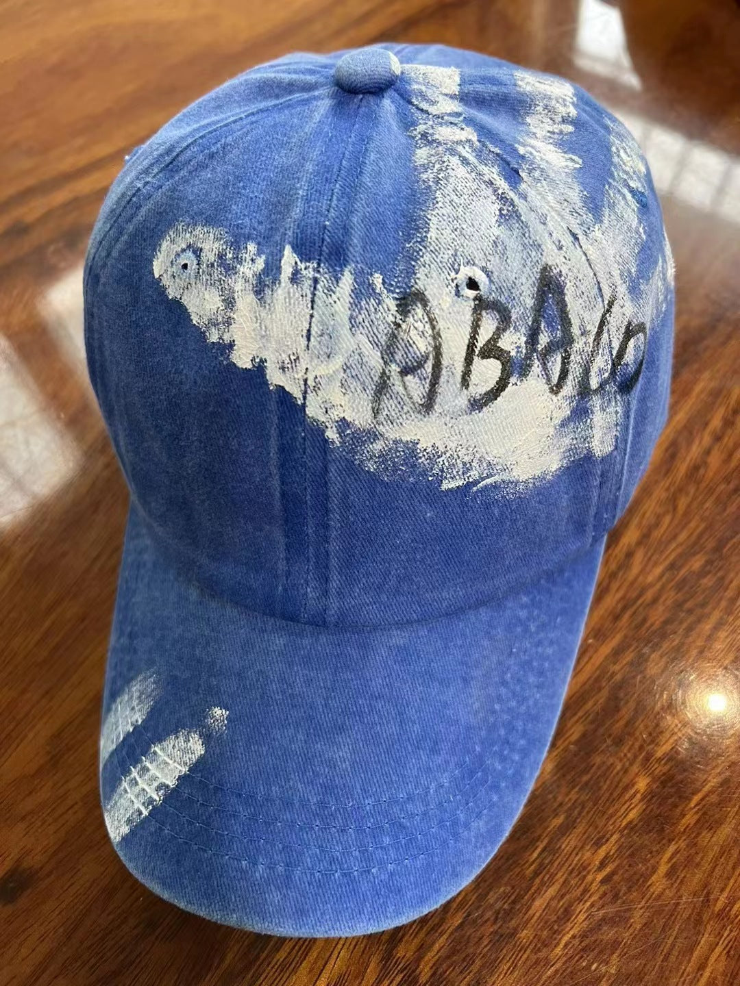 Korean Style Graffiti ABACD English Letters Retro Washed Baseball Cap Female Soft Top Trendy