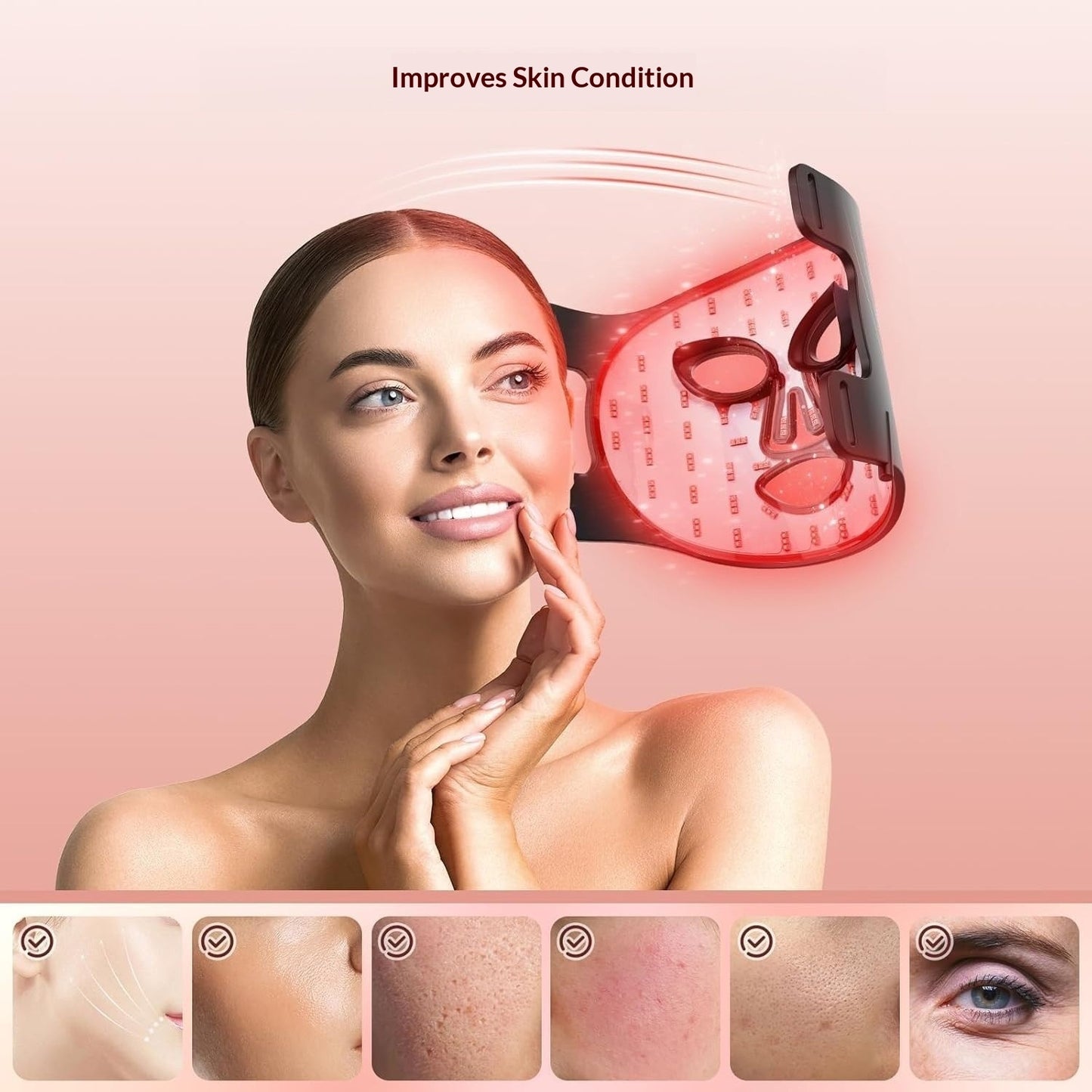 Household Silicone Red-light LED Photon Facial Beauty Mask For The Face