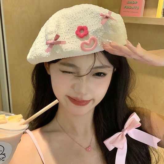Beret Big Head Circumference Female Black Internet Celebrity All-matching