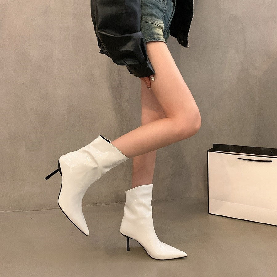 Women's Spring And Autumn New Slimming Stiletto Short Ankle Boots