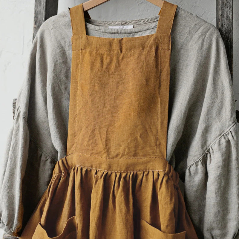 Women's Summer Niche Design Double Pocket French Linen Halter Skirt