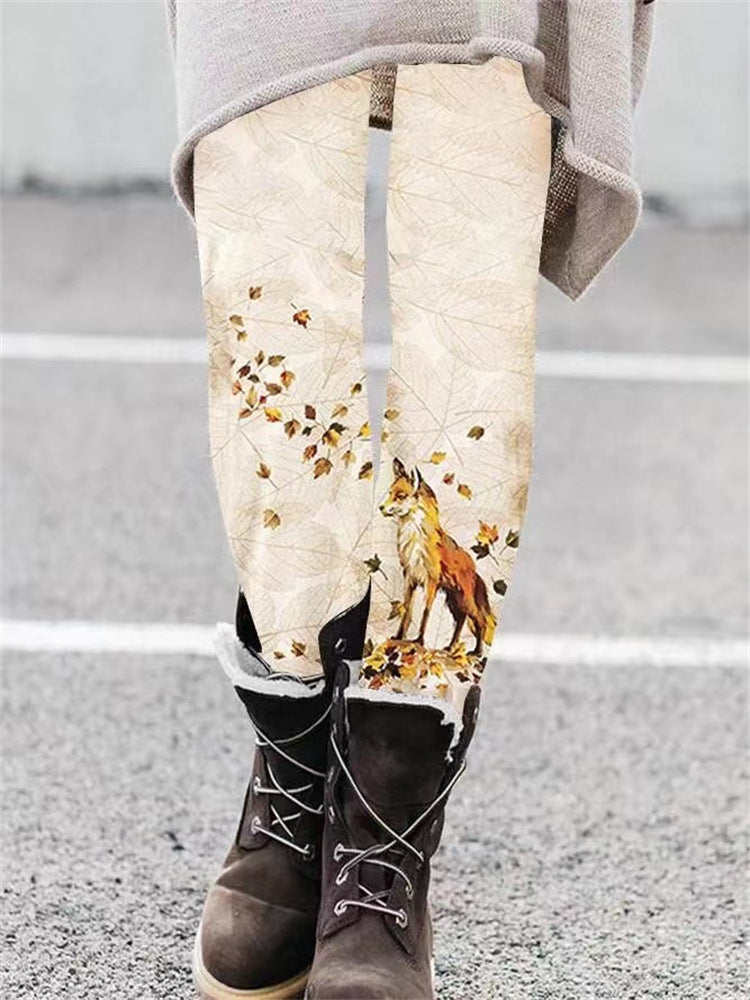 Mode Mønster Elastiske Leggings Trendy Kvinder