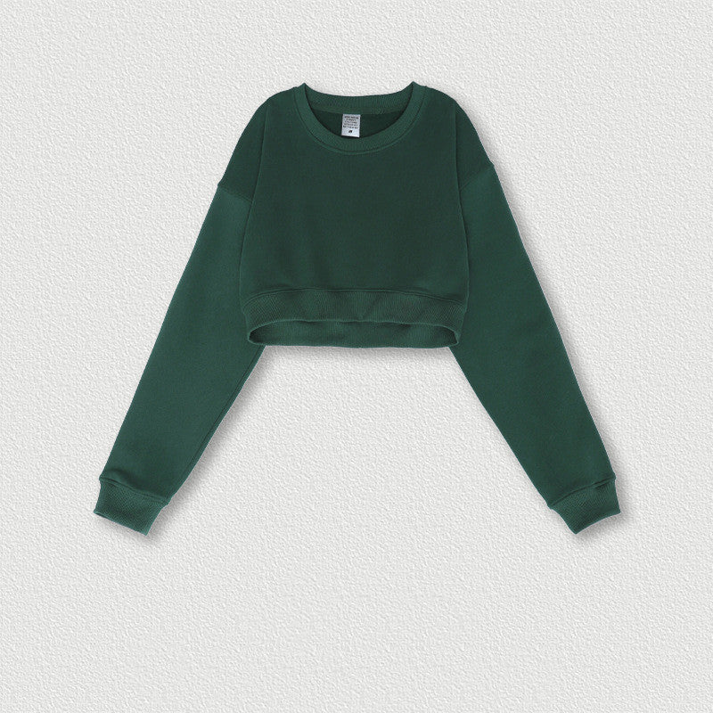 Women's Retro Cropped Navel Hot Girl Short Sweatshirt