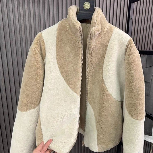 Autumn And Winter Men's Fashion Collar Contrast Coat