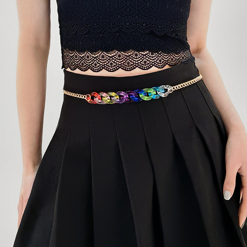 Summer Beach Body Chain Waist Chain Transparent Color Sexy Punk Cute Chain Hip Hop Everything Pants Skirt