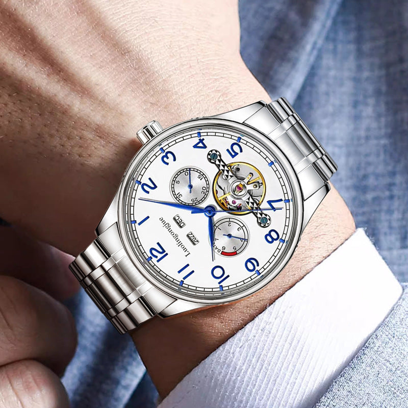 Business Hollow Men's Stainless Steel Mechanical Watch