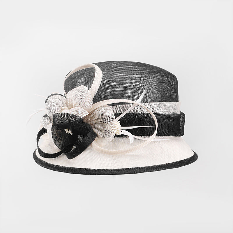 Fashionable Women's Elegant Flower Hemp Yarn Top Hat