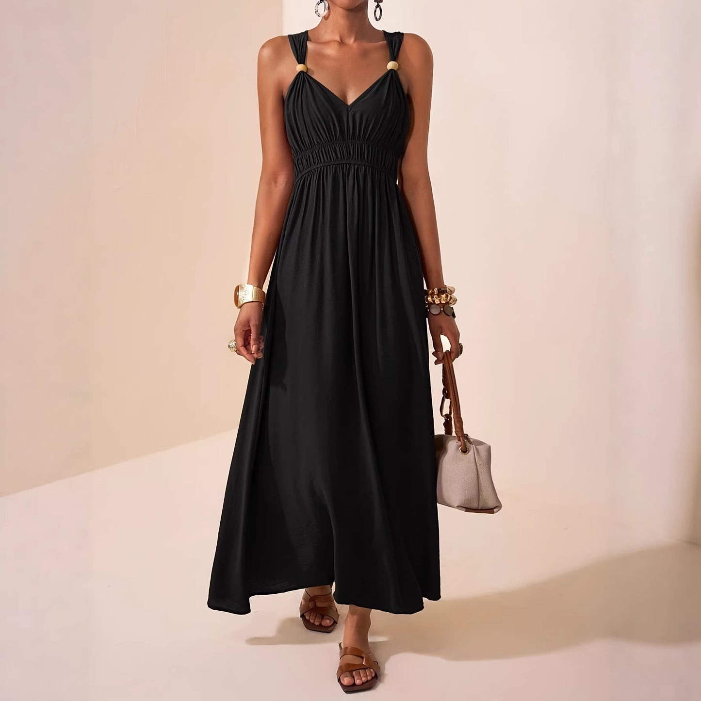 Womens Long Sleeveless Dress With Thin Straps