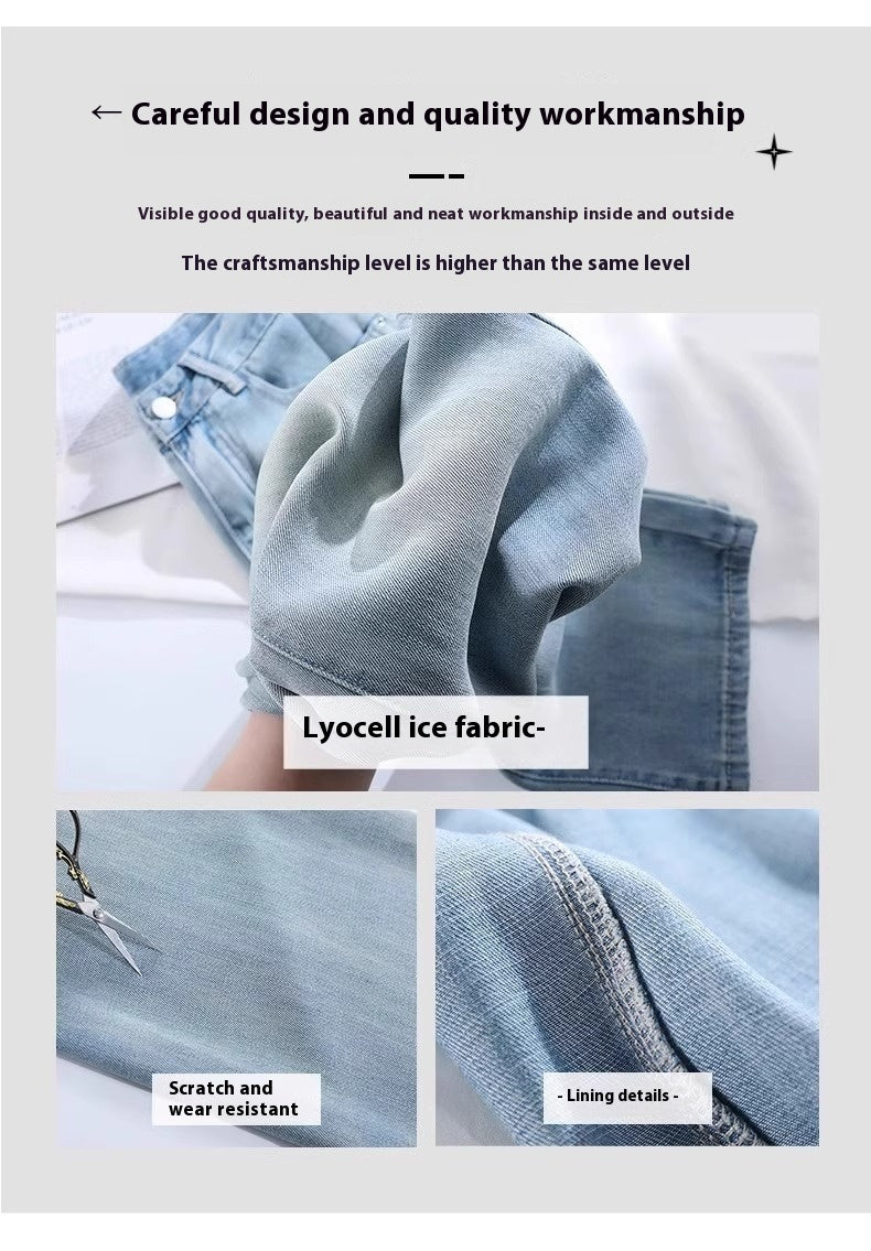 Pear Shapes Lyocell Jeans Fat High Waist Slimming Draping Ice Silk