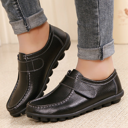 Winter New Women's Authentic Leather Mom Shoes Warm
