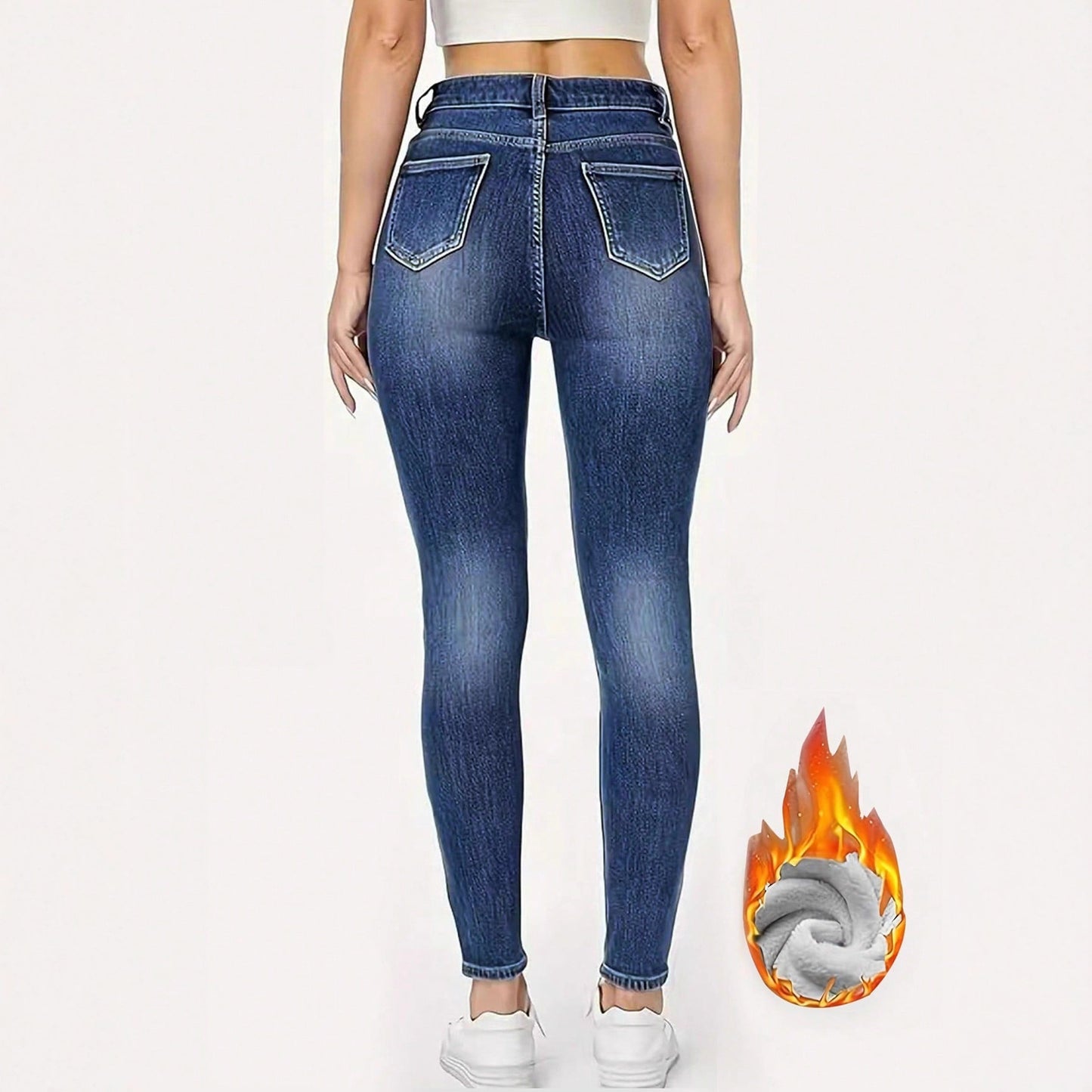 Fashion Hot Girl Slim Fit Skinny Fleece Padded Jeans Ladies