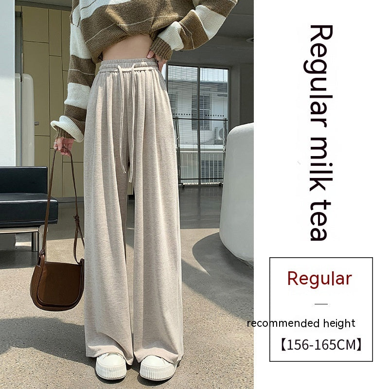 Autumn High Waist Loose Drooping Casual Leisure Style Knitted Mop Pants