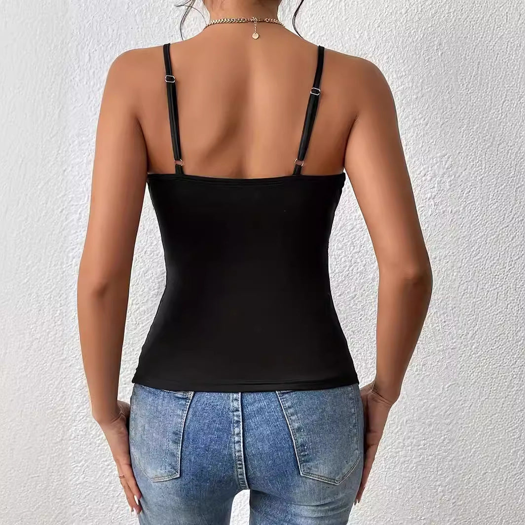 Amazon New Women's Off-the-shoulder Top Sleeveless Sling Out Cropped Tank Top Slim Fit Sexy Women Clothing