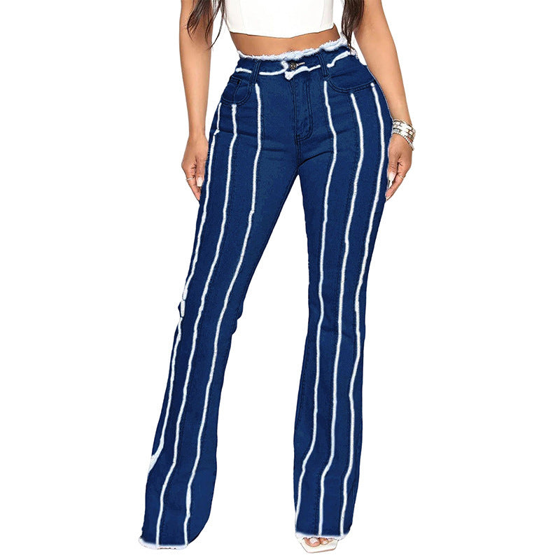 Råkant Jeans til Kvinder i Plus Size, Vasket med Frynser