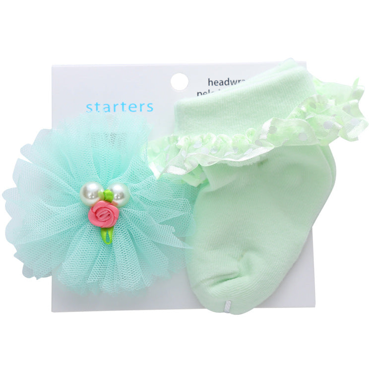Cute Princess Lace Baby Socks Headband Set