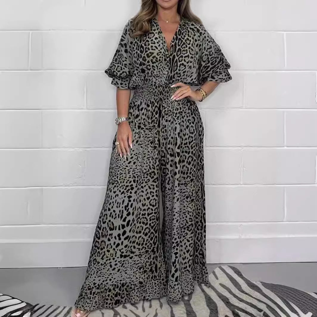 Women's Fashion Leopard Print Casual Jumpsuit
