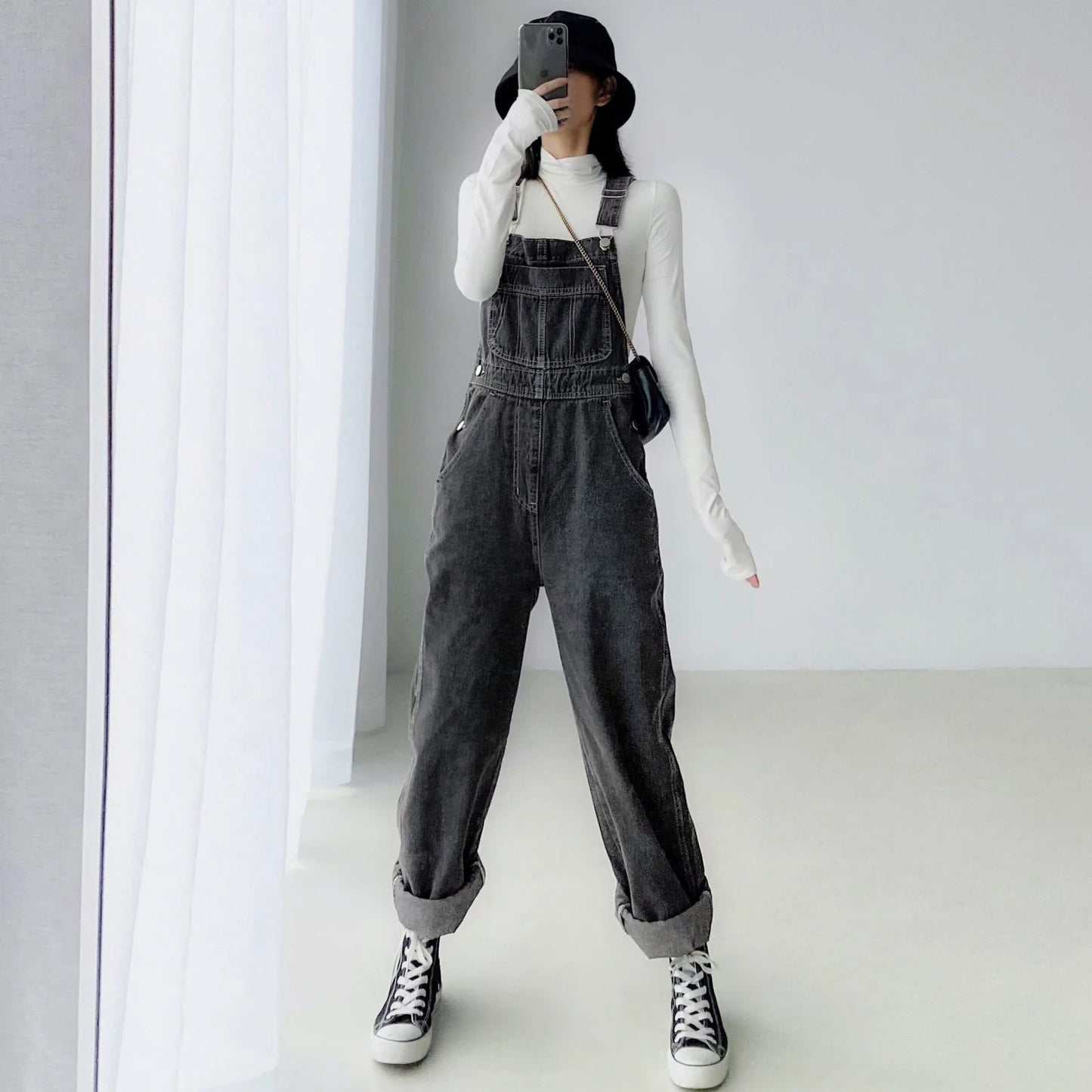 Løse, lige retro denim-selerbukser