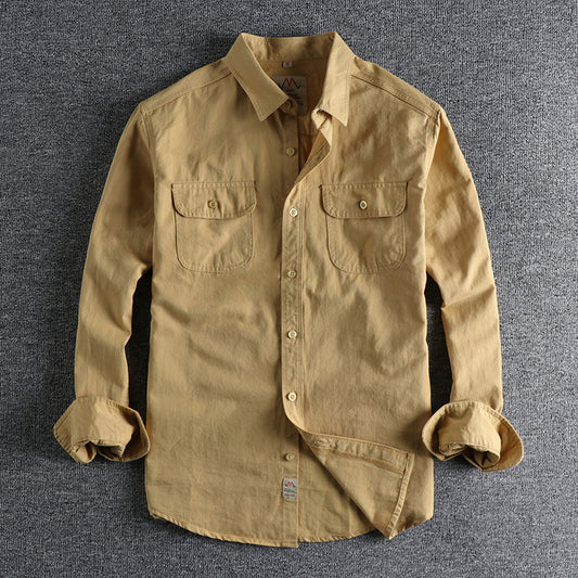 British Retro Simple Solid Color Long Sleeve Shirt