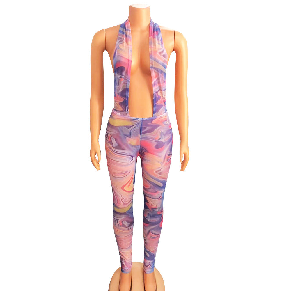 See-through Backless Backless Women's Jumpsuit