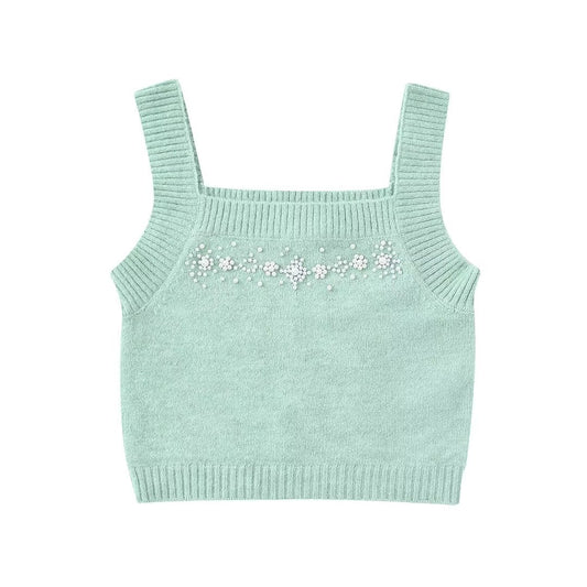 Sleeveless Vest With European And American Style Square Neck