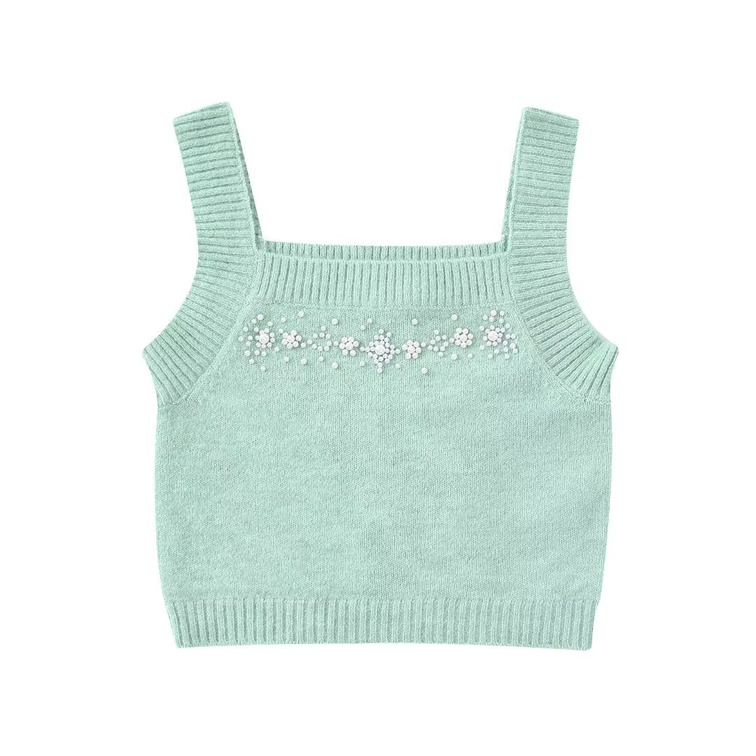Sleeveless Vest With European And American Style Square Neck