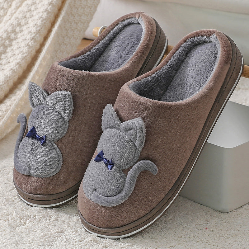 Women's Cute Plush Couple Cotton Slippers Non-slip