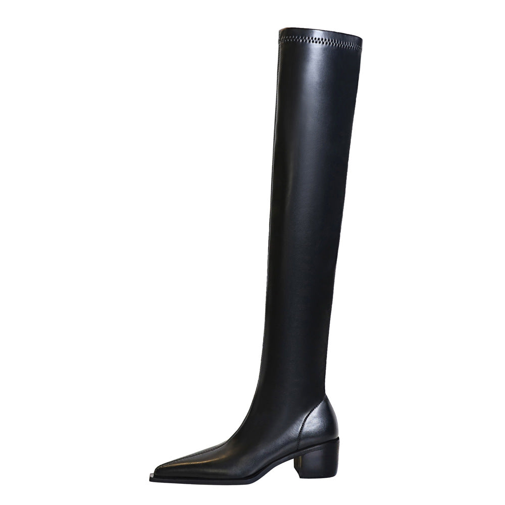 European And American Fashion Minimalist Chunky Heel High Heel Pointed Toe Sexy