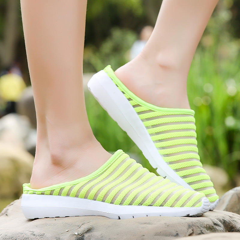 Half Drag Small White Mesh Breathable Casual Women's Shoes