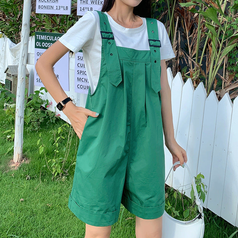 Ny mode løstsiddende fem-punkts bukser sød og krydret jumpsuit net rød shorts