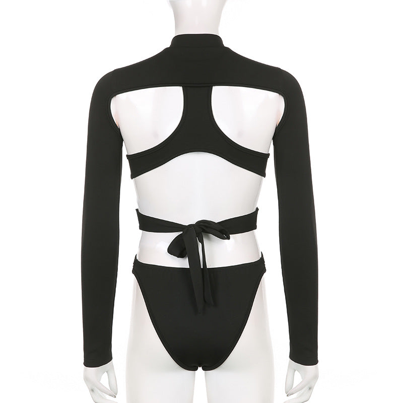 Women's Cross-cut Open-back Tie One-piece