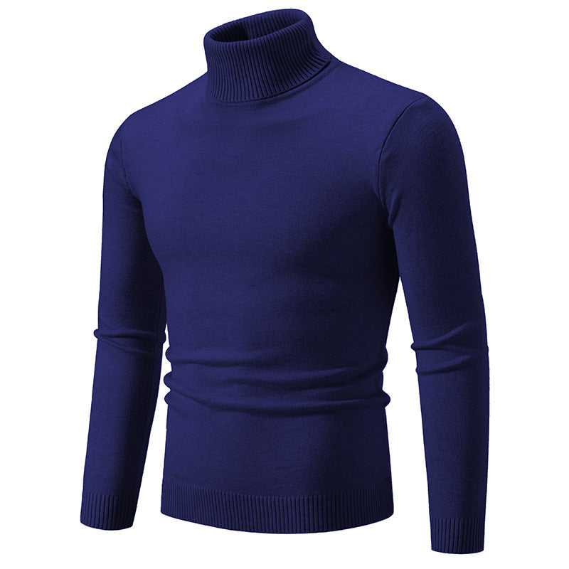 European And American-style Casual Solid-color Mens Turtleneck Knit Sweater
