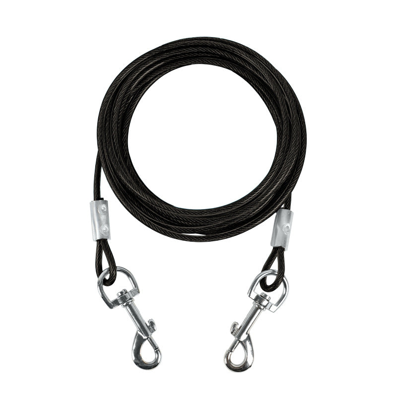 Hand Holding Rope Iron Chain Double-headed One For Two Dog Leash
