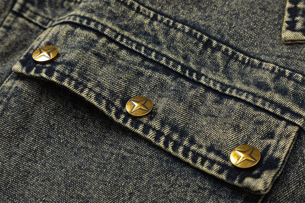 Punk High Street Design Sense Niche Tooling Denim Jacket Autumn