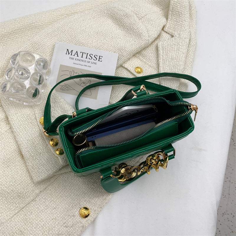 Women's Korean Style Fashion Thick Chain Rhombus Handbag