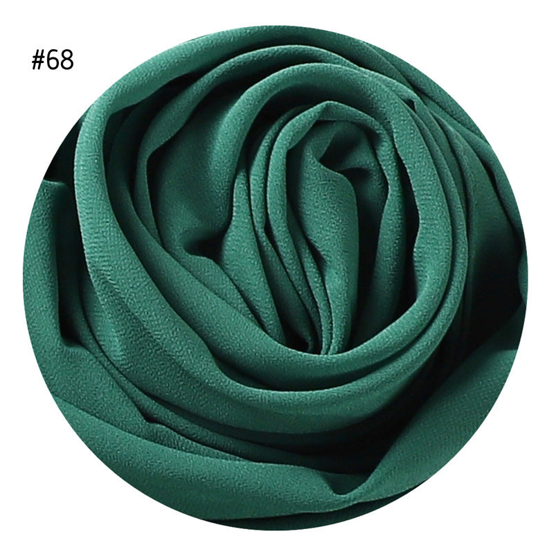 Women's Simple And Versatile Solid Color Pearl Chiffon Scarf