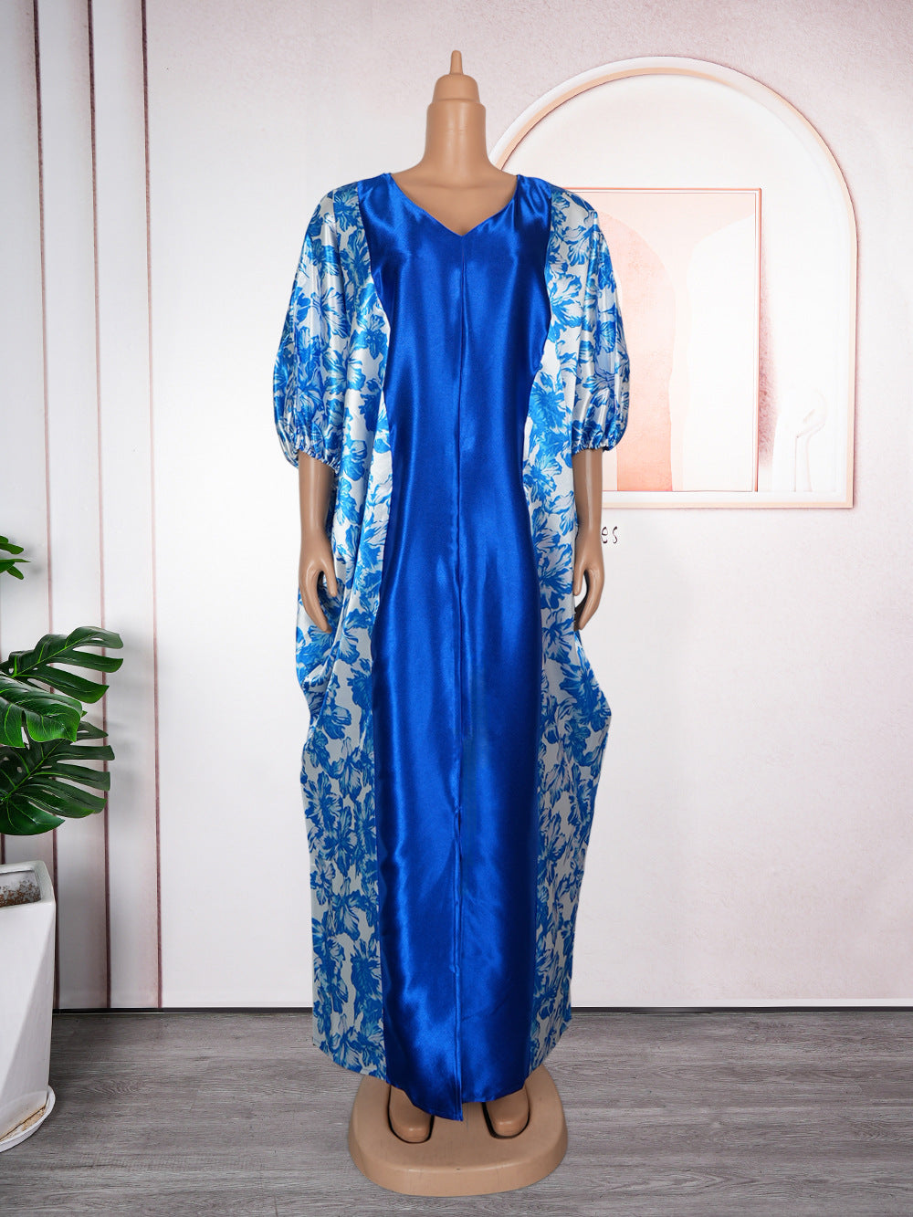 Womens Middle Eastern Ethnic-Style Long Robe Printed Dress