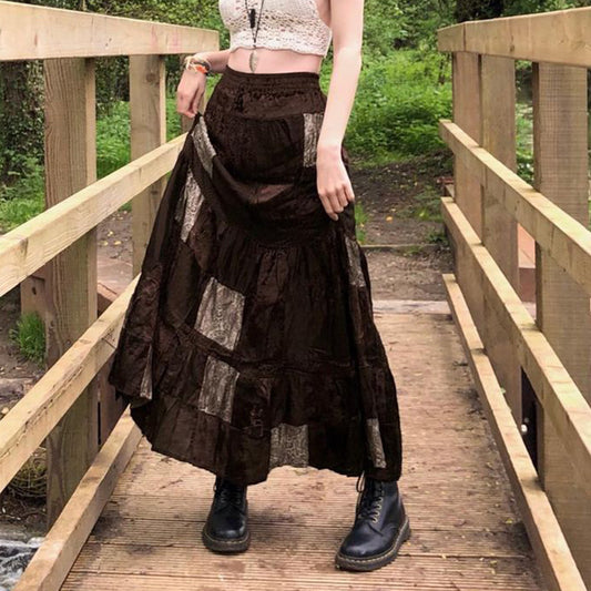 Loose-fit Velvet Maxi Skirt That Flatters The