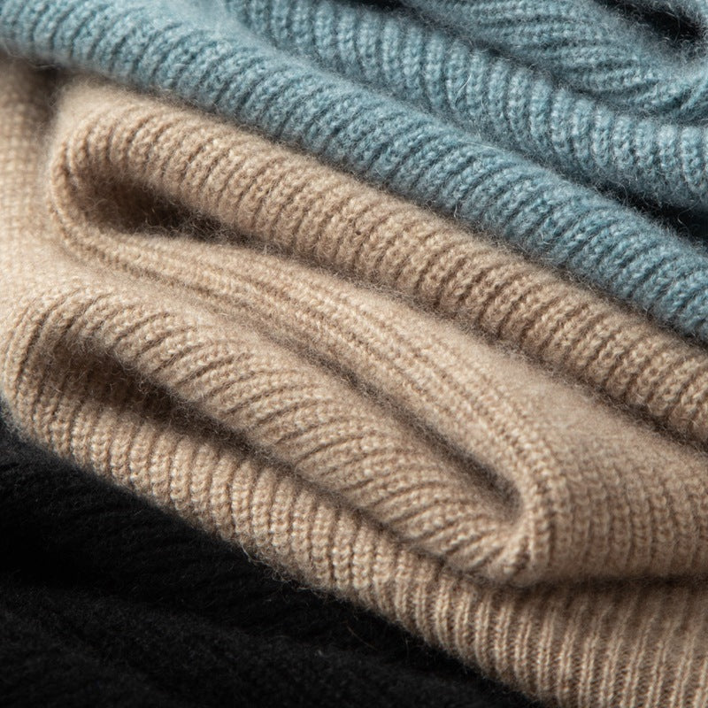 Men's Loose Ingot Needle Contrast Color Cashmere Sweater