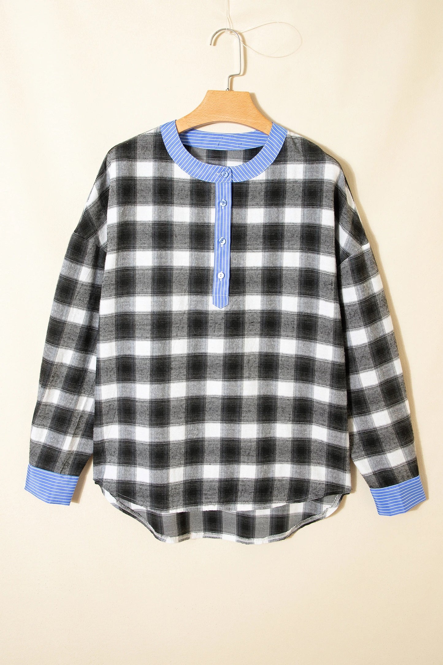 Women's Casual Fashion Patchwork Plaid Shirt
