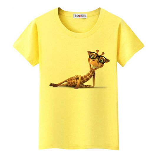 Giraffe Print Short Shirt Team Uniform European And American Fabrics